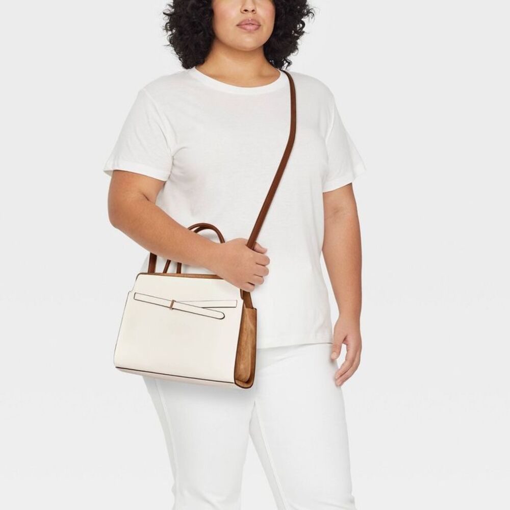 Belted Top Handle Satchel Handbag - A New Day Cream - Picture 2 of 4